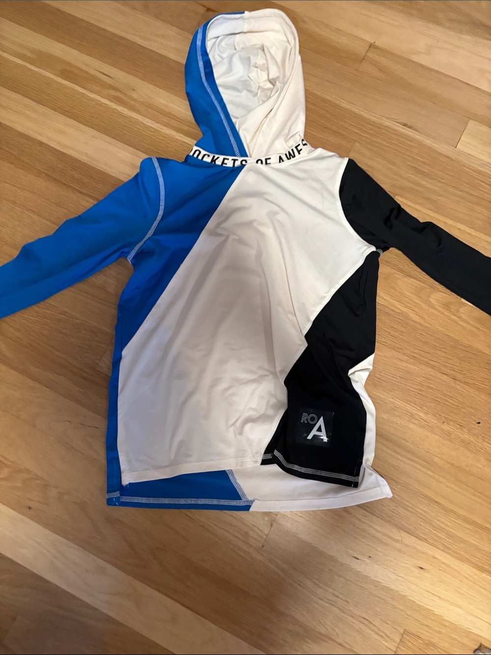 Rockets of Awesome Blue White Black Colorblock Hooded Pullover